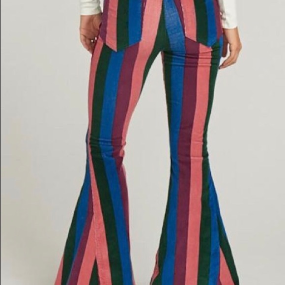 Striped Bell Bottom Jeans. NWOT - Picture 2 of 8